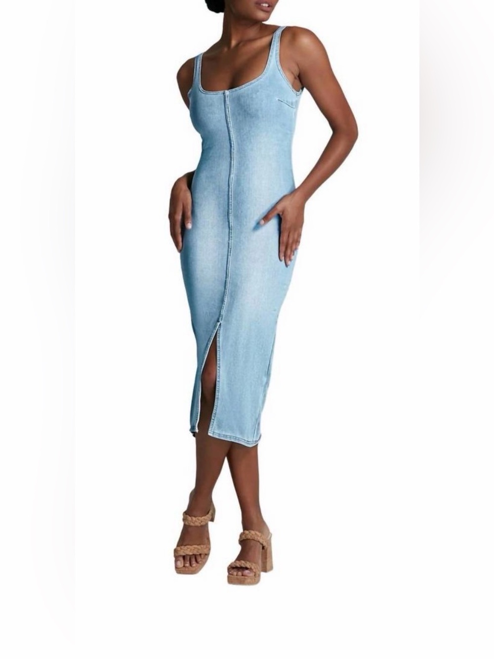 Like new COMMANDO do it all denim midi tank dress in washed indigo